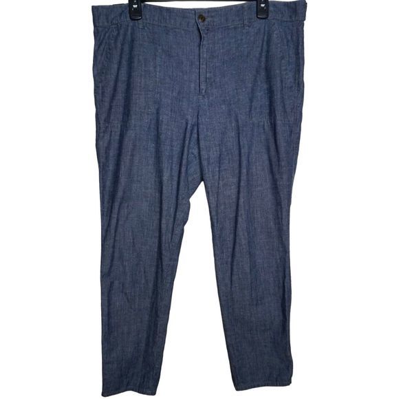 Vince Trouser Pants Chambray Rolled Cropped Women's W31 Denim‎ Rinse Blue - Picture 2 of 9